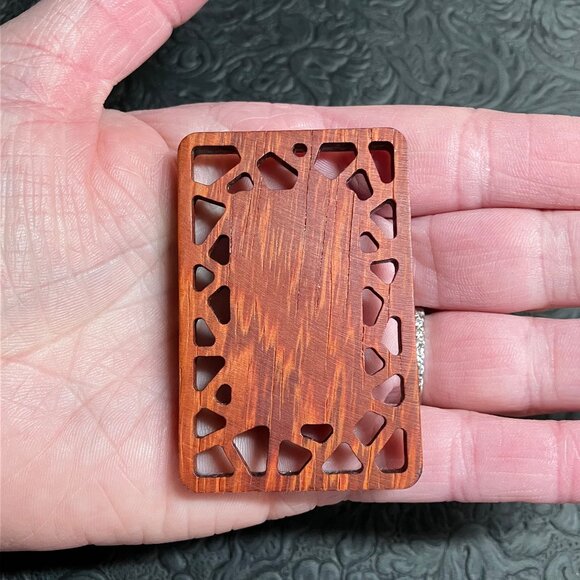 Medusa Bust Mother of Pearl and Wood Pendant Cabochon Mini Art - Picture 7 of 7